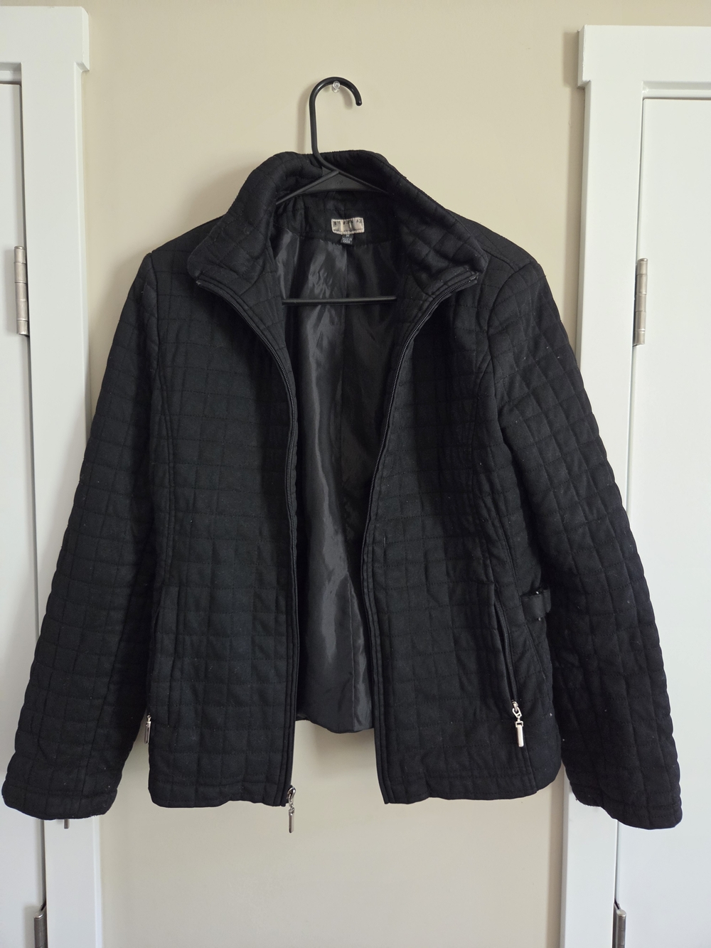 Giacca Gallery Quilted Black Jacket Womens Medium Zip Front Lightweight Fall